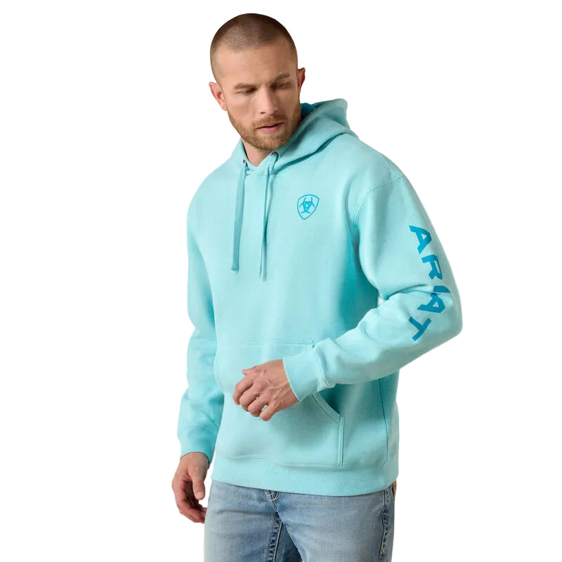 Ariat Men's Logo Long Sleeve Hoodie - Aqua Heather - Irvine Tack & Western Wear