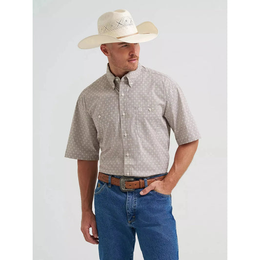 Wrangler Men's George Strait Short Sleeve Button Down Shirt - Floral Brown