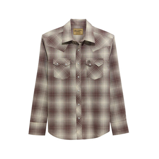 Wrangler Men's Retro Long Sleeve Modern Fit Shirt - Brown