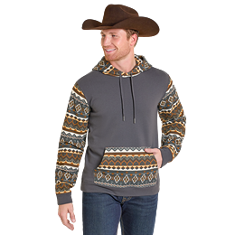 Rock & Roll Men's Color-Blocked Hoodie - Charcoal