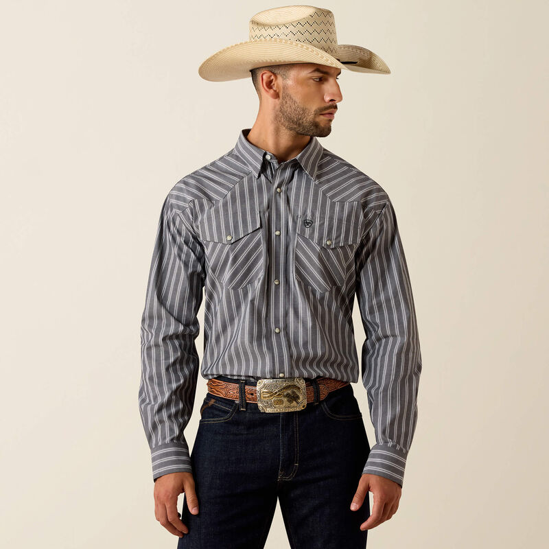 Ariat Men's Pro Theron Long Sleeve Snap Shirt- Gray Stripe - Irvine Tack & Western Wear