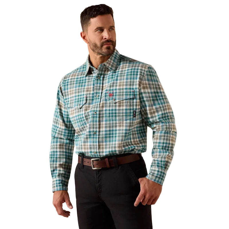 Ariat Men's FR Cobb Long Sleeve Snap Work Shirt - Teal