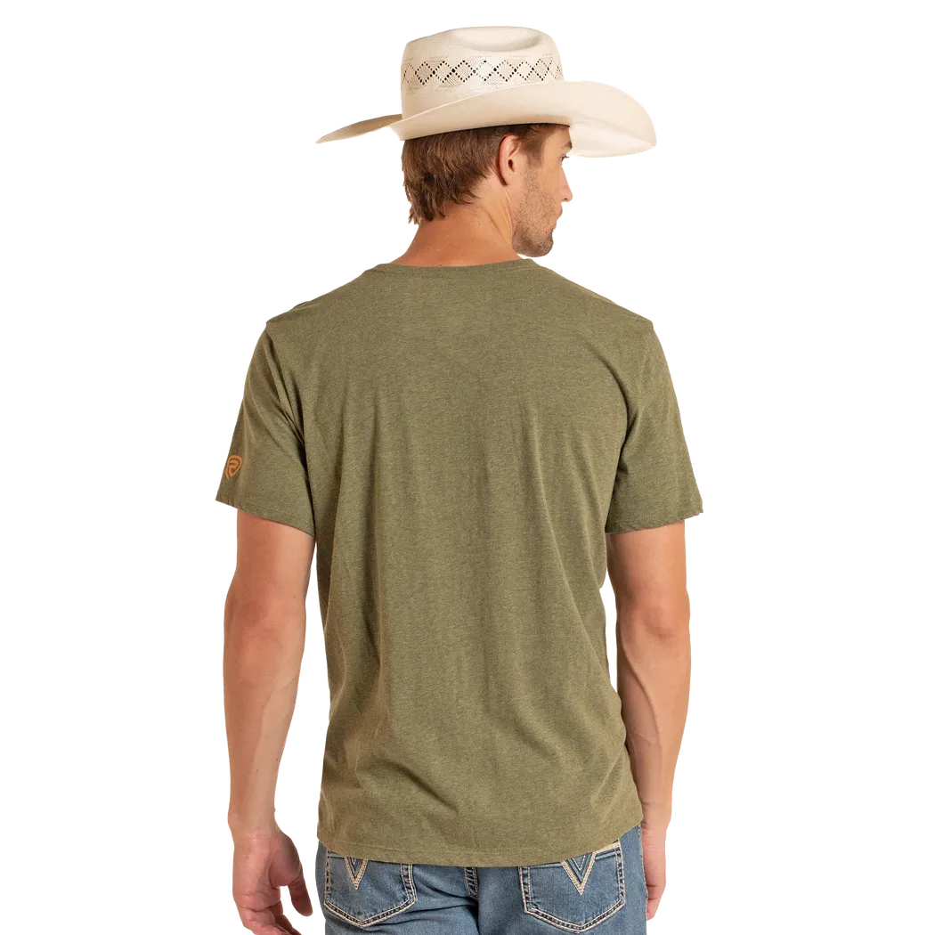 Rock & Roll Men's Koe Wetzel Bolt Graphic Tee Shirt - Olive