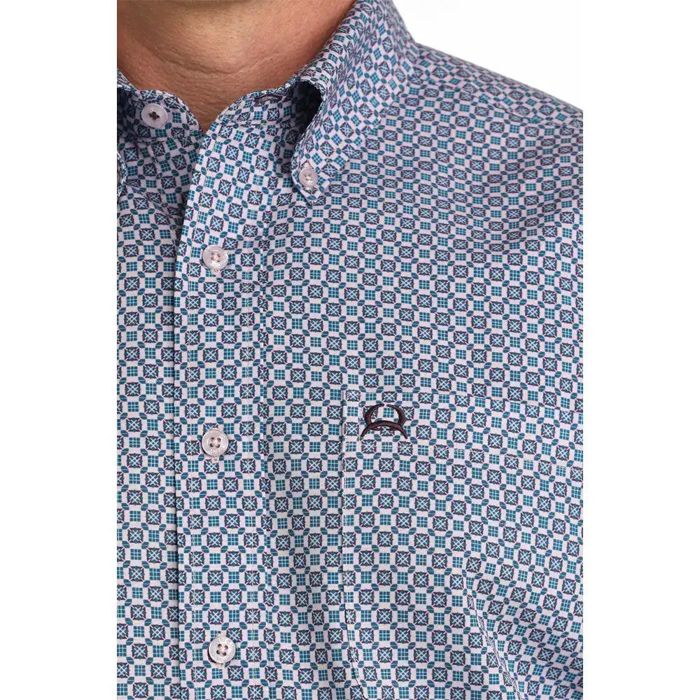 Cinch Men's Arenaflex Print Button Down Long Sleeve Shirt - Lilac