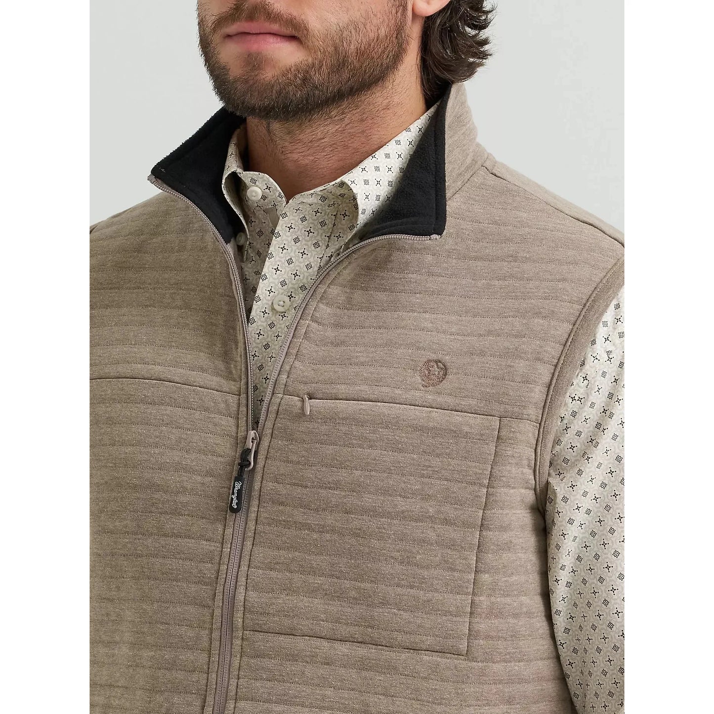 Wrangler Men's George Strait Zip Front Solid Knit Vest - Toast