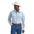 Wrangler Men's Wrinkle Resistant Long Sleeve Western Snap Stripe Shirt - Sky Blue