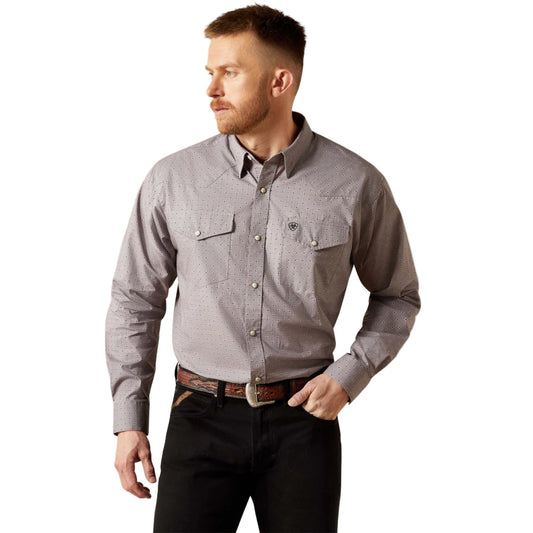 Ariat Men's Fred Classic Fit Long Sleeve Snap Shirt - Grey