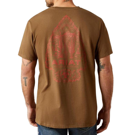 Ariat Men's Short Sleeve Stone Arrowhead Tee Shirt - Teak