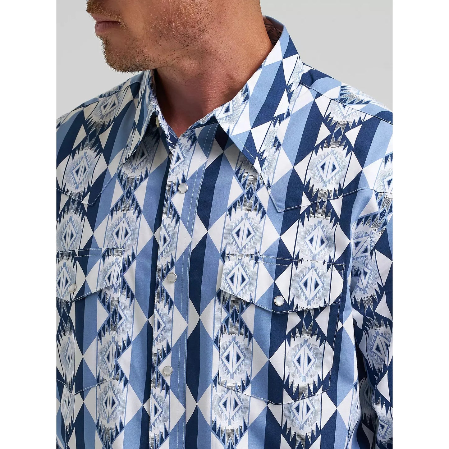 Wrangler Men's Checotah® Long Sleeve Western Printed Shirt - Blue Diamondback