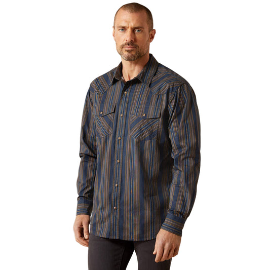 Ariat Men's Horne Retro Fit Long Sleeve Snap Shirt - Navy