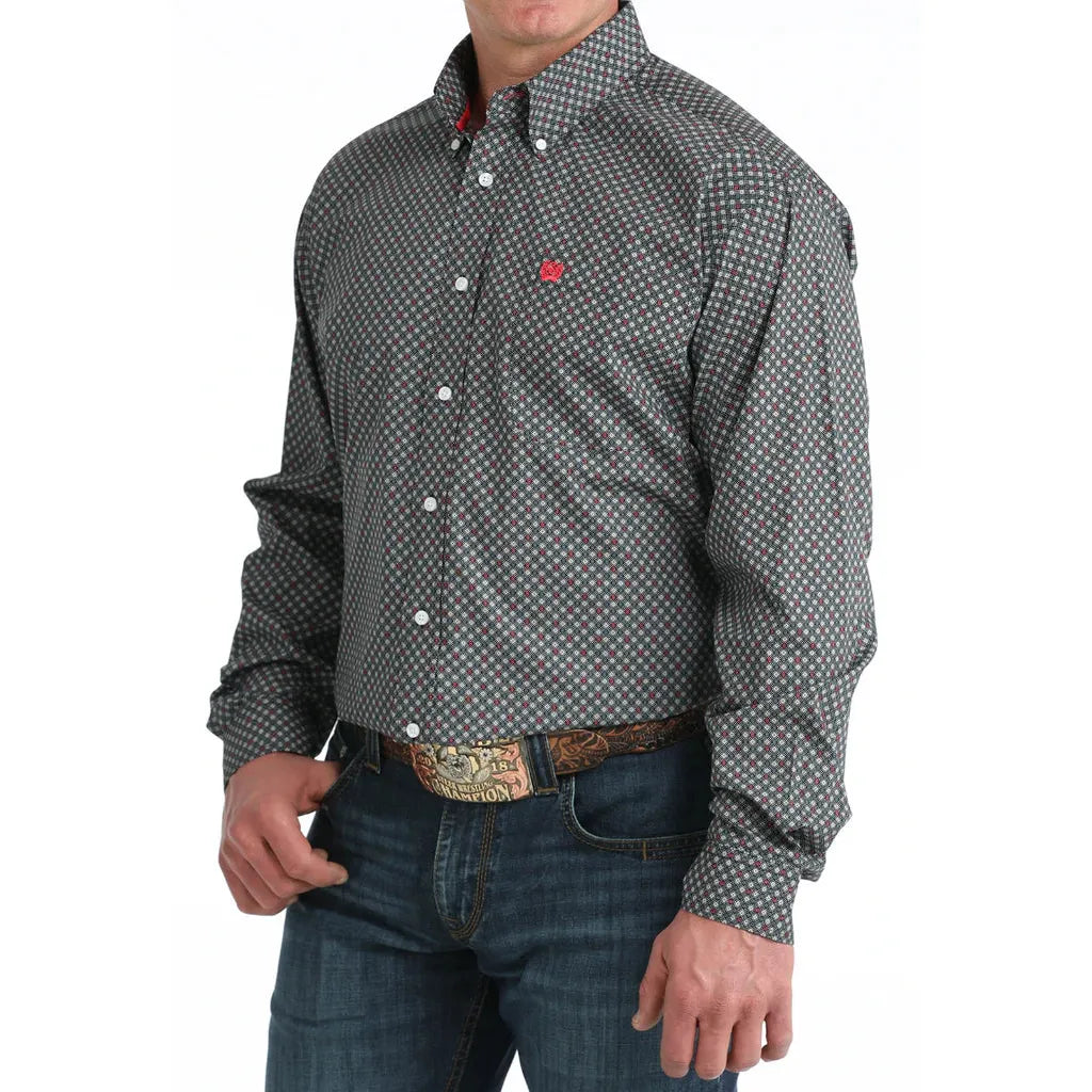 Cinch Men's Long Sleeve Print Shirt - Black