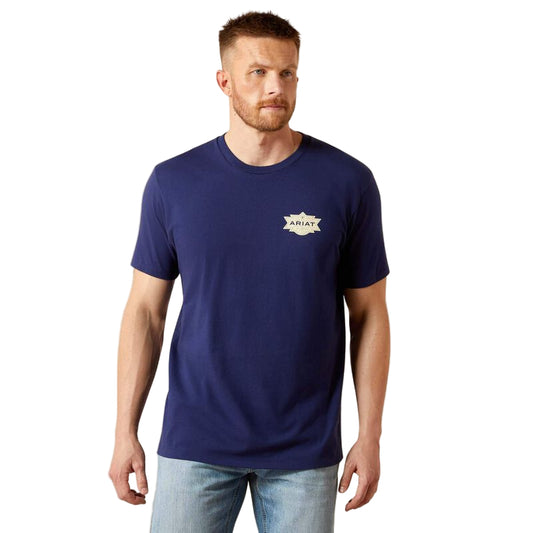 Ariat Men's Mesa Motif Lockup Short Sleeve Tee Shirt - Medieval Blue