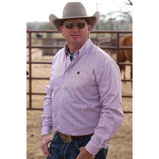 Cinch Men's Long Sleeve Stripe Shirt - White - Irvine Tack & Western Wear
