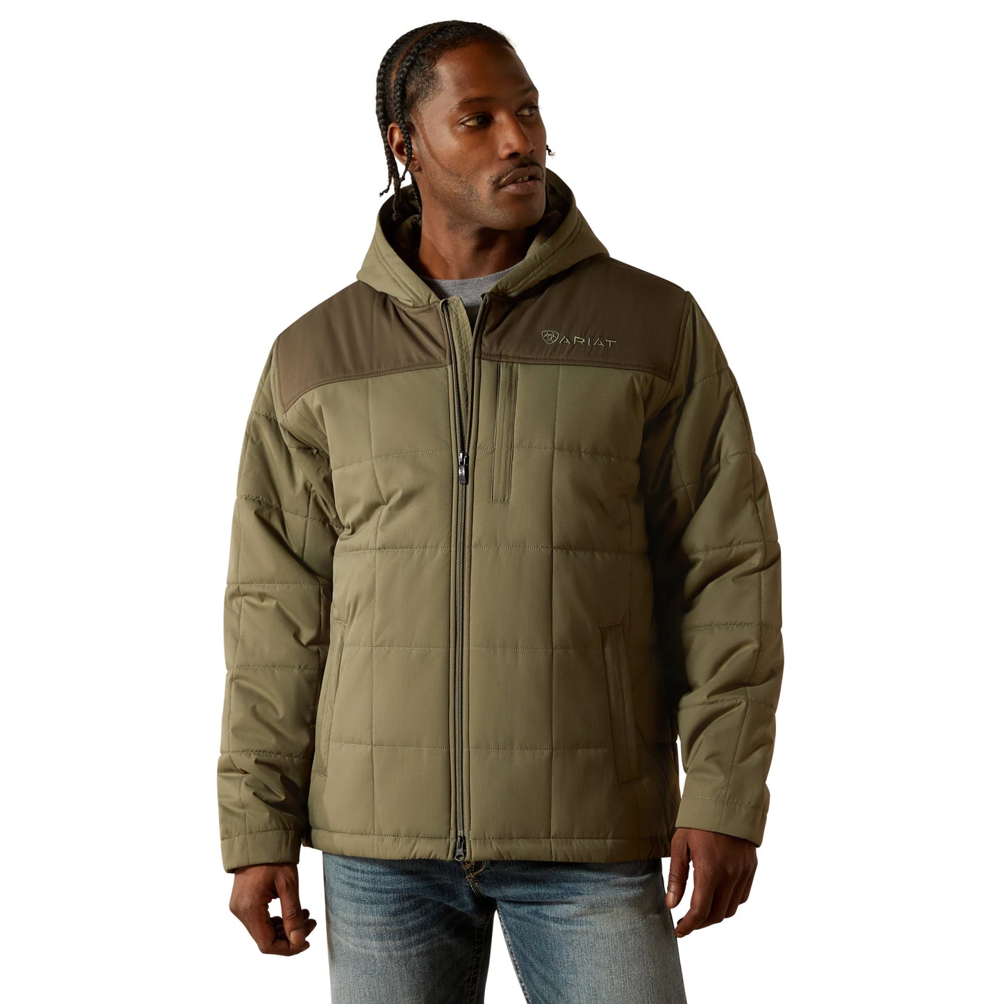Ariat Men's Crius Hooded Insulated Jacket - Green/Dark Green