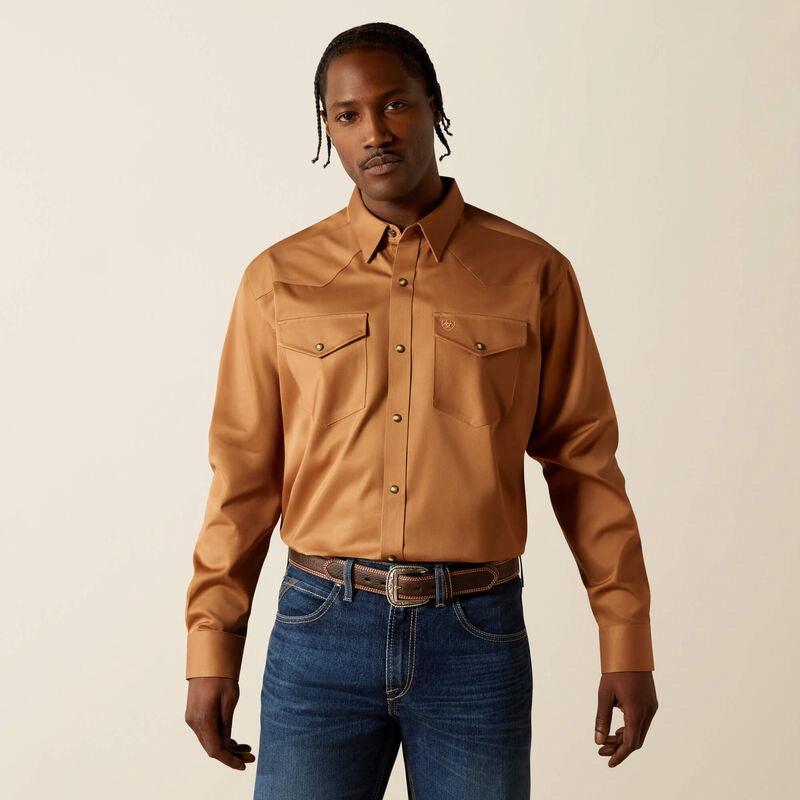Ariat Men's Solid Twill Classic Fit Shirt - Tan