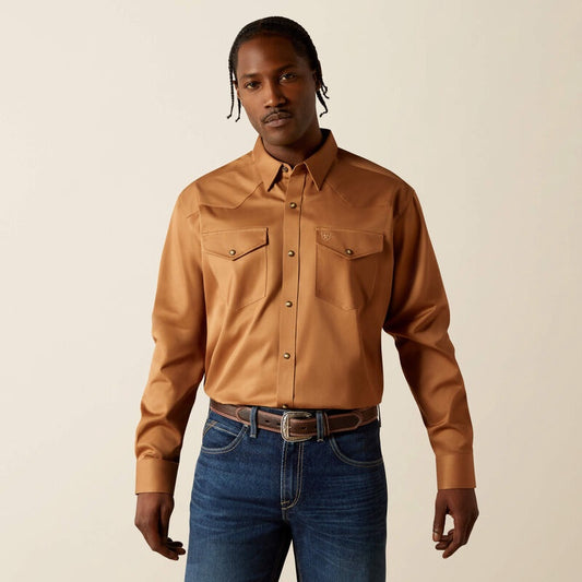 Ariat Men's Solid Twill Classic Fit Shirt - Tan