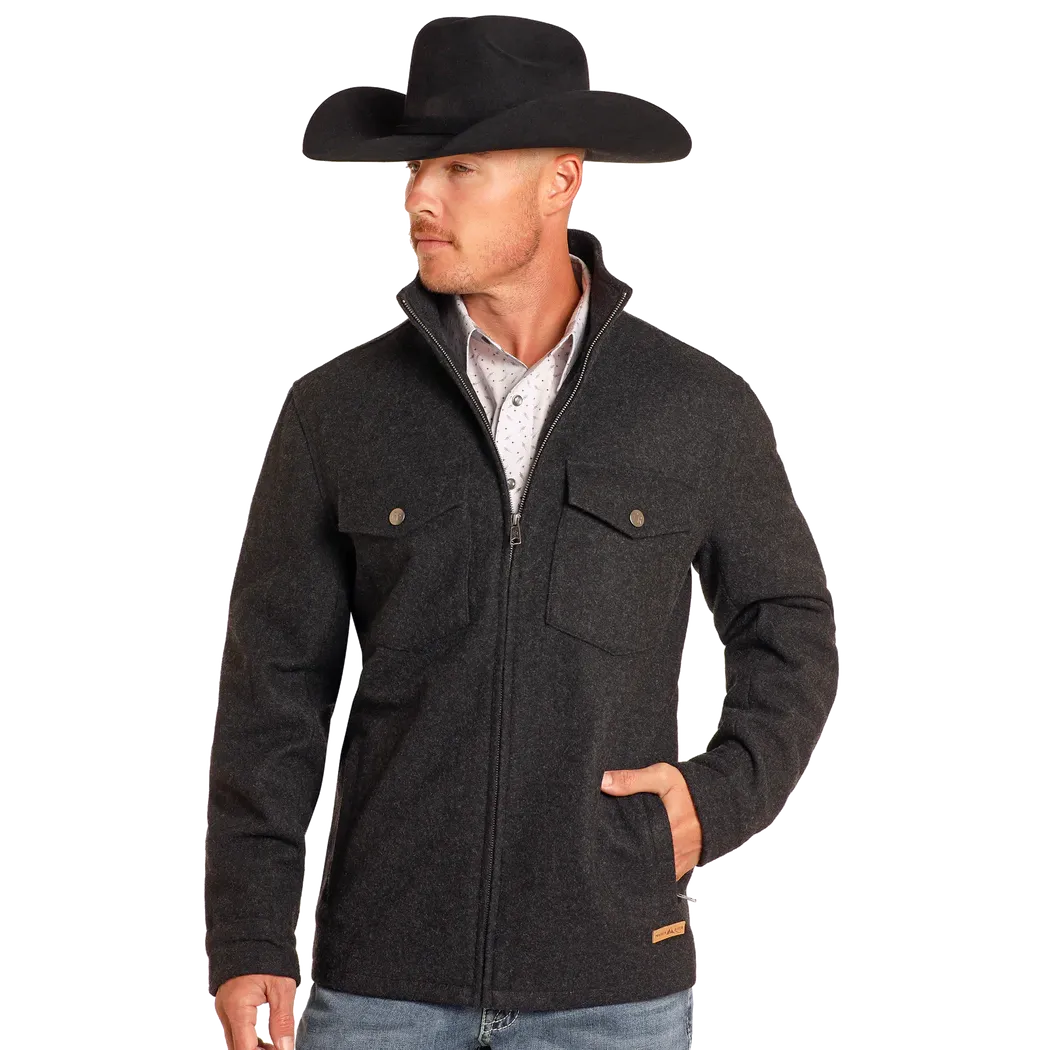 Panhandle Slim Men's Heather Wool Coat  - Black