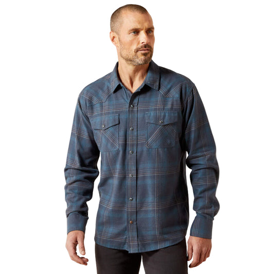 Ariat Men's Higgins Retro Fit Long Sleeve Snap Shirt - Navy