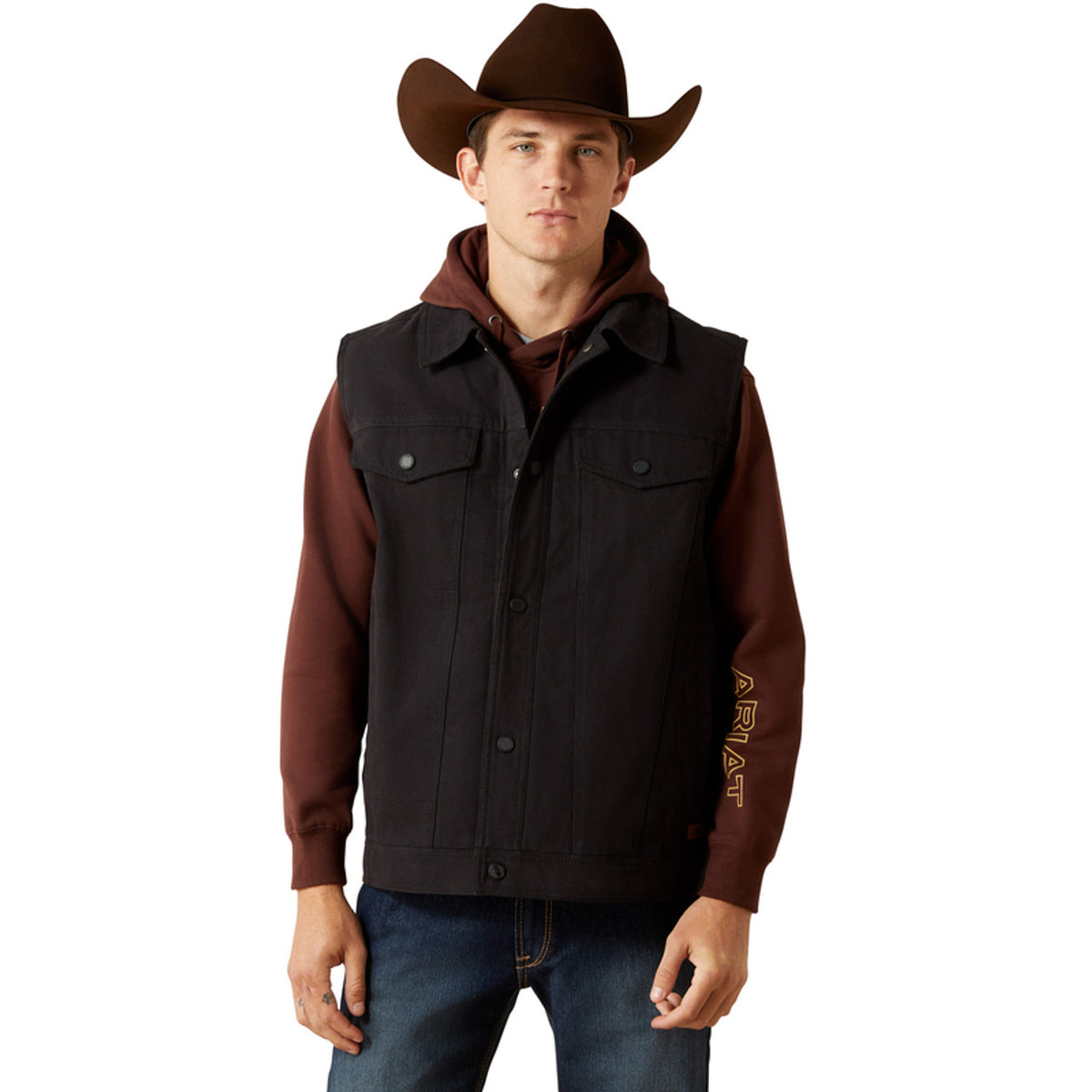 Ariat Men's Canvas Rancher Vest - Black - Irvine Tack & Western Wear