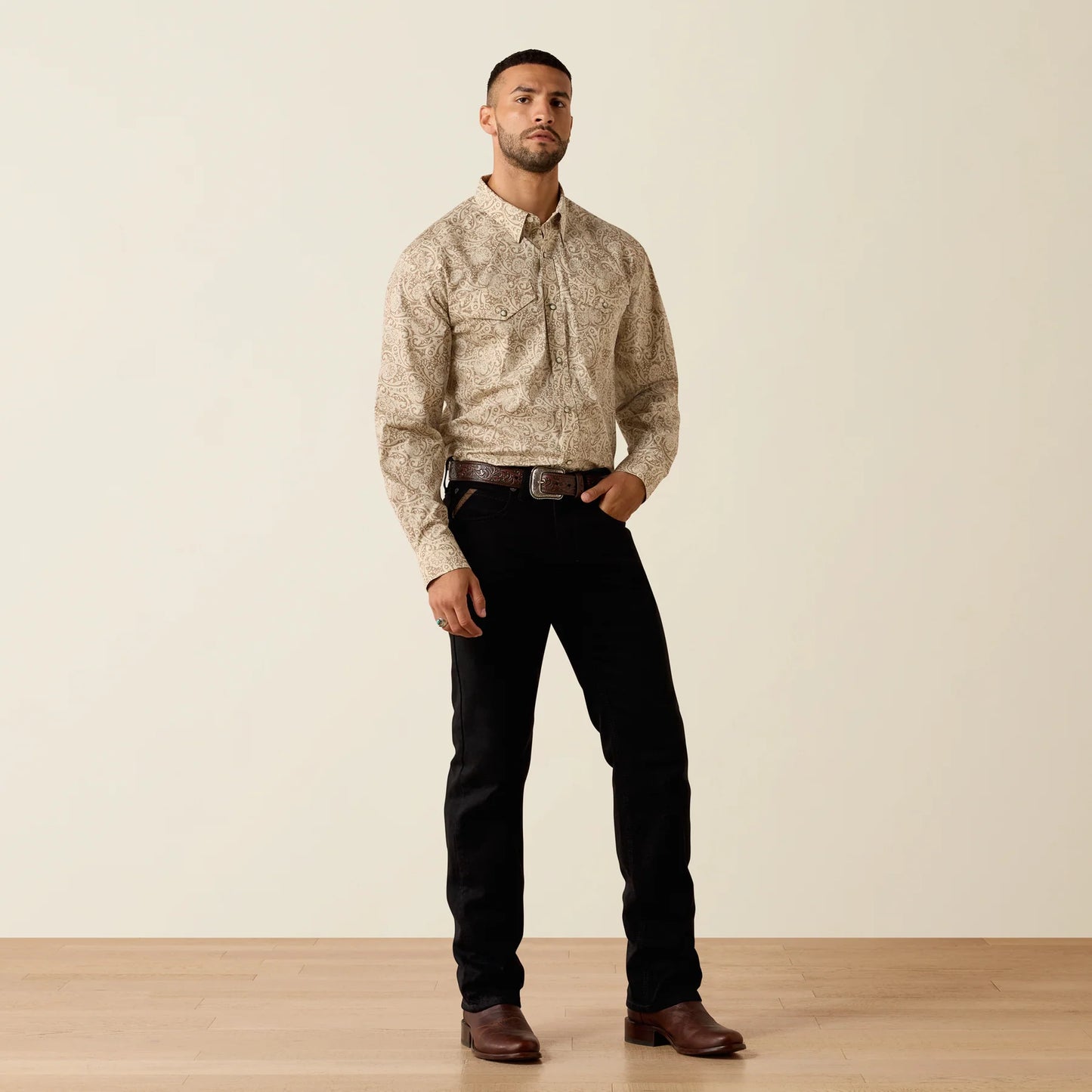 Ariat Men's Trevon Casual Paisley Long Sleeve Snap Shirt - Roasted Cashew