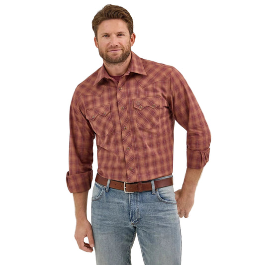 Wrangler Men's Retro Western Sawtooth Snap Pocket Long Sleeve Shirt - Harvest Plaid
