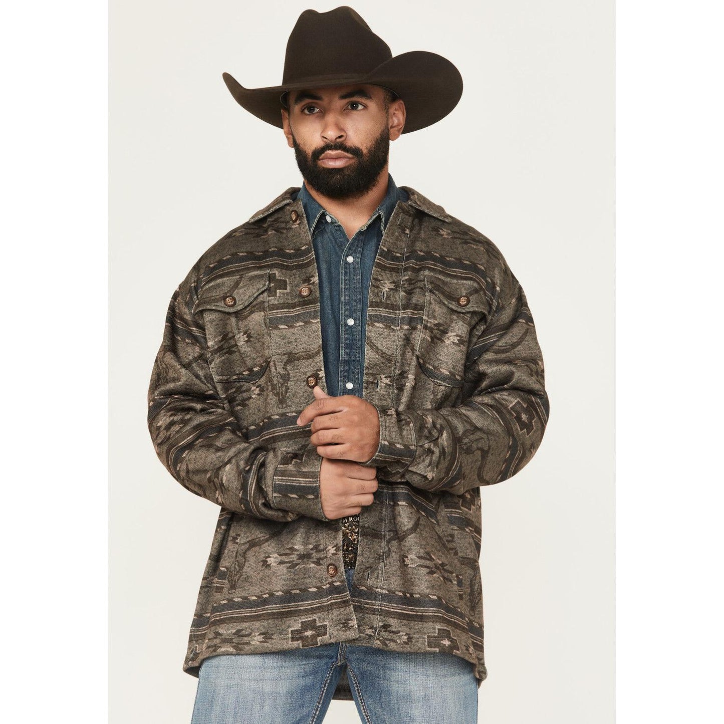 Ariat Men's Caldwell Printed Shirt Jacket- Beige