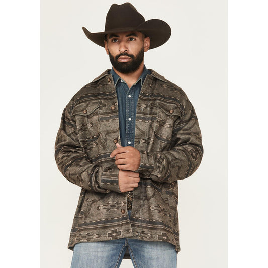 Ariat Men's Caldwell Printed Shirt Jacket- Beige