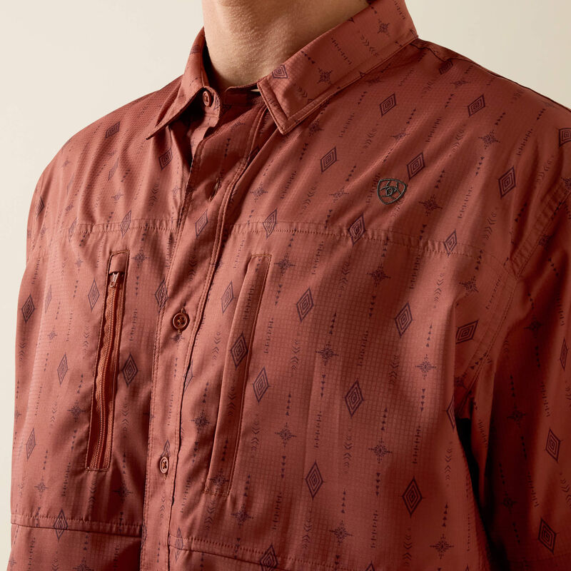 Ariat Men's Printed VentTEK Classic Fit Short Sleeve Shirt - Copper Brown