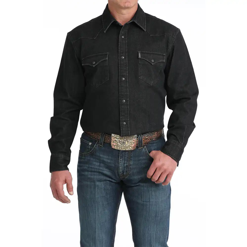 Cinch Men's Solid Modern Long Sleeve Shirt - Black - Irvine Tack & Western Wear
