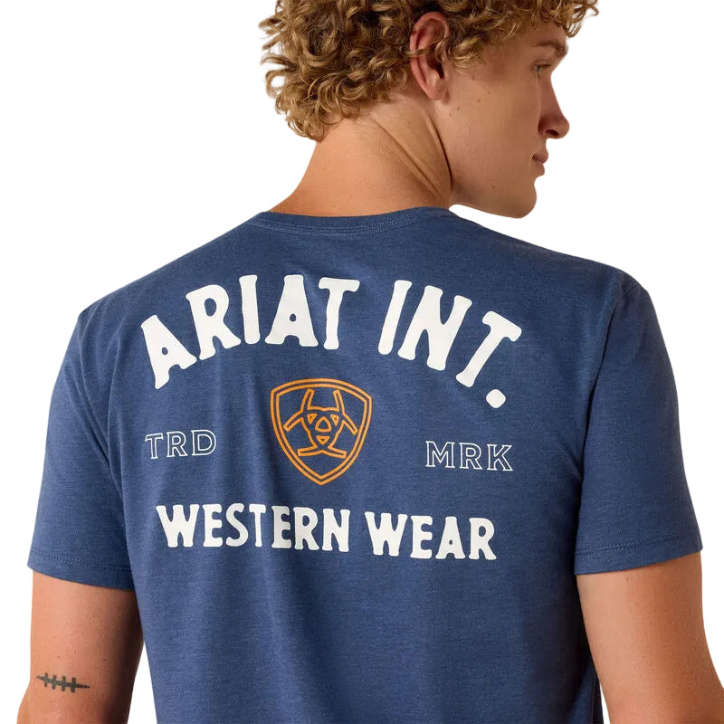 Ariat Men's Outline Shop Short Sleeve Tee Shirt - Navy Heather - Irvine Tack & Western Wear