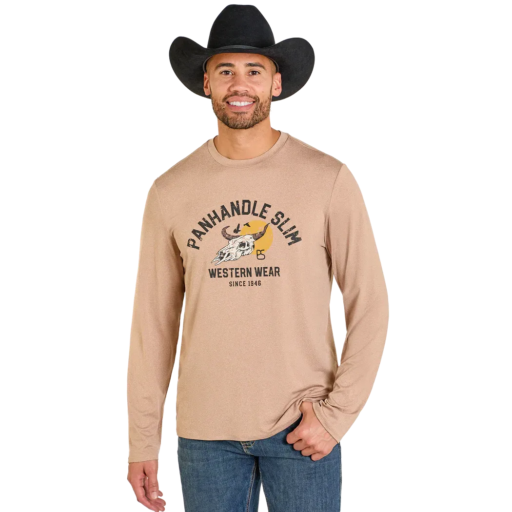 Panhandle Men's Slim Long Sleeve Graphic Tee-Shirt - Taupe
