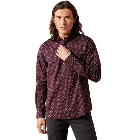 Ariat Men's Maximus Modern Fit Long Sleeve Shirt - Cabernet