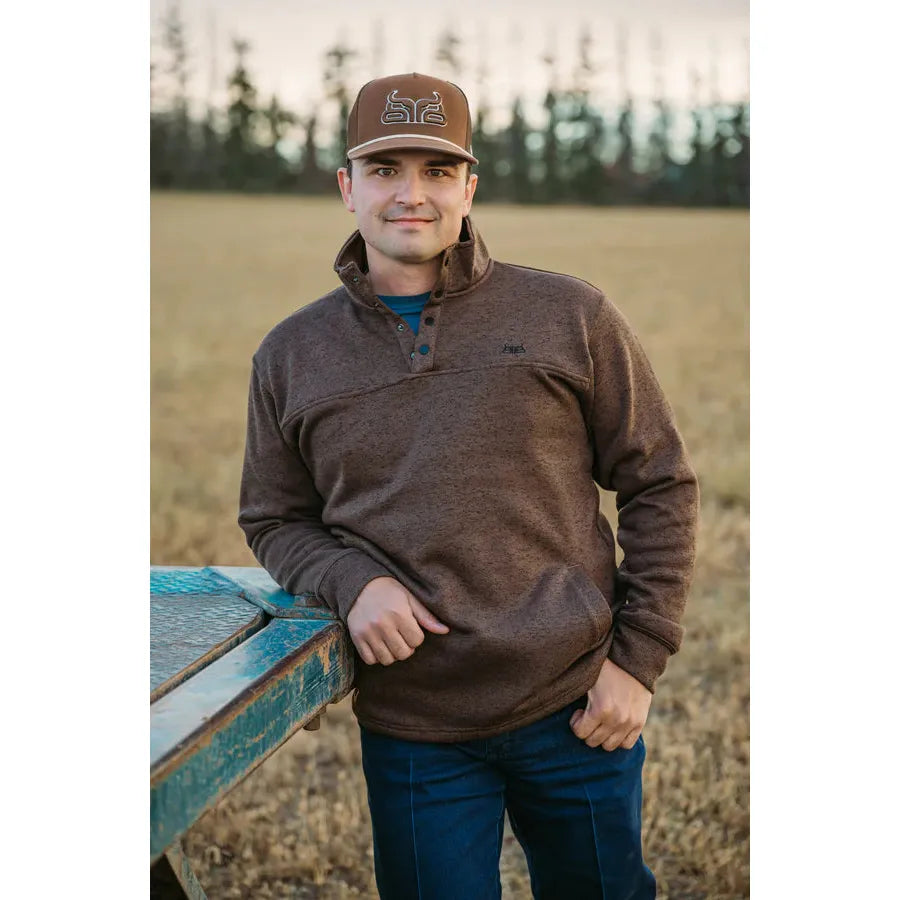 Baredown Brand Men's Summit Long Sleeve  1/4 Snap Pullover - Brown