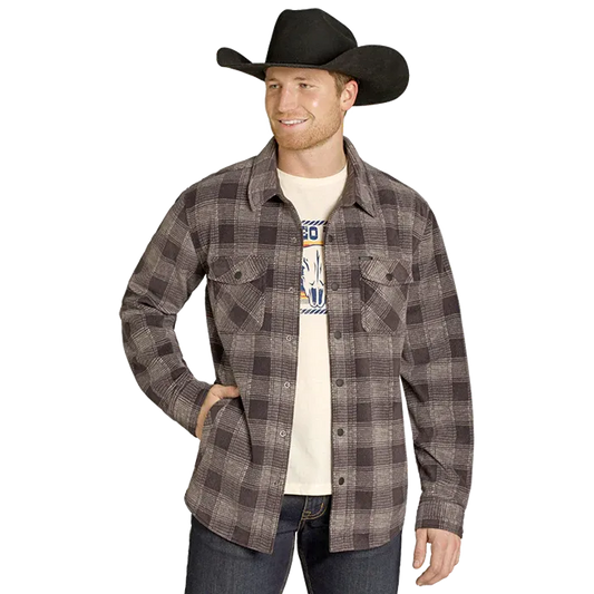 Rock & Roll Men's Plaid Fleece Shacket - Brown