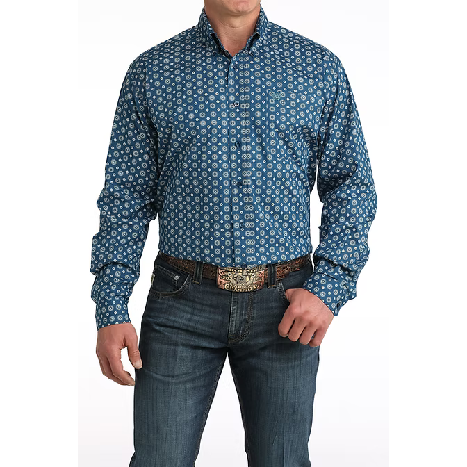Cinch Men's Long Sleeve Print Western Shirt - Blue - Irvine Tack & Western Wear