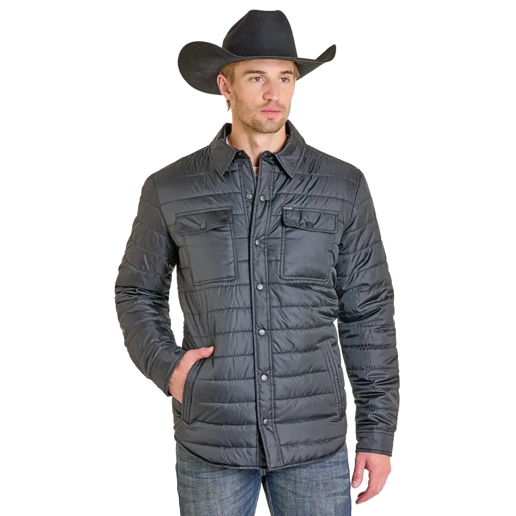 Rock & Roll Men's Puffer Print Lined Shacket - Black