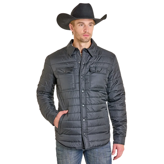 Rock & Roll Men's Puffer Print Lined Shacket - Black