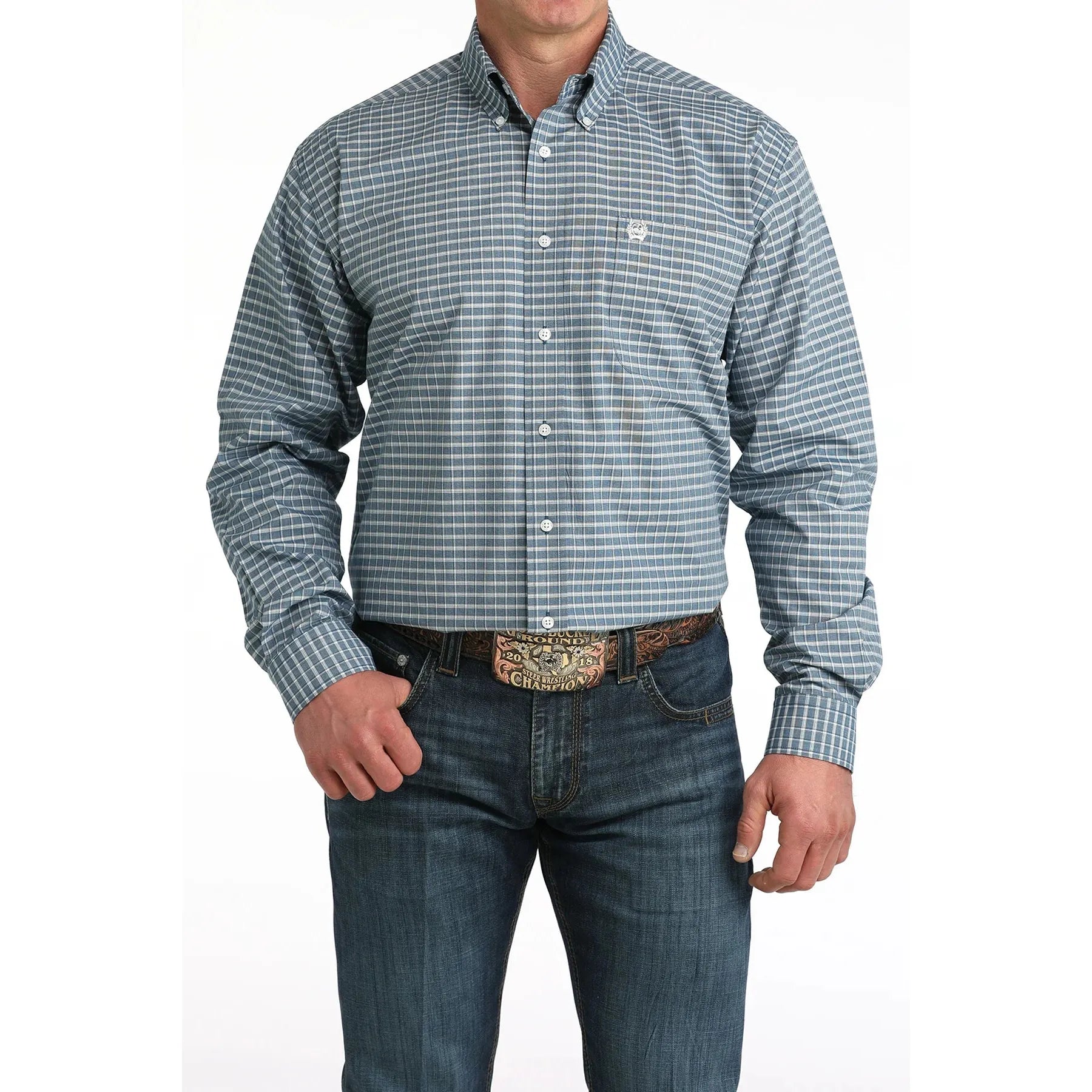 Cinch Men's Long Sleeve Plaid Shirt - Blue - Irvine Tack & Western Wear