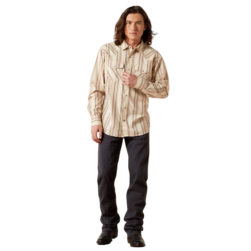 Ariat Men's Hines Retro Fit Long Sleeve Snap Shirt - Off White