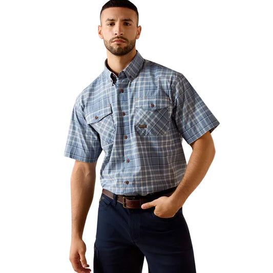 Ariat Men's Rebar Made Tough DuraStretch Short Sleeve Work Shirt - Dark Denim