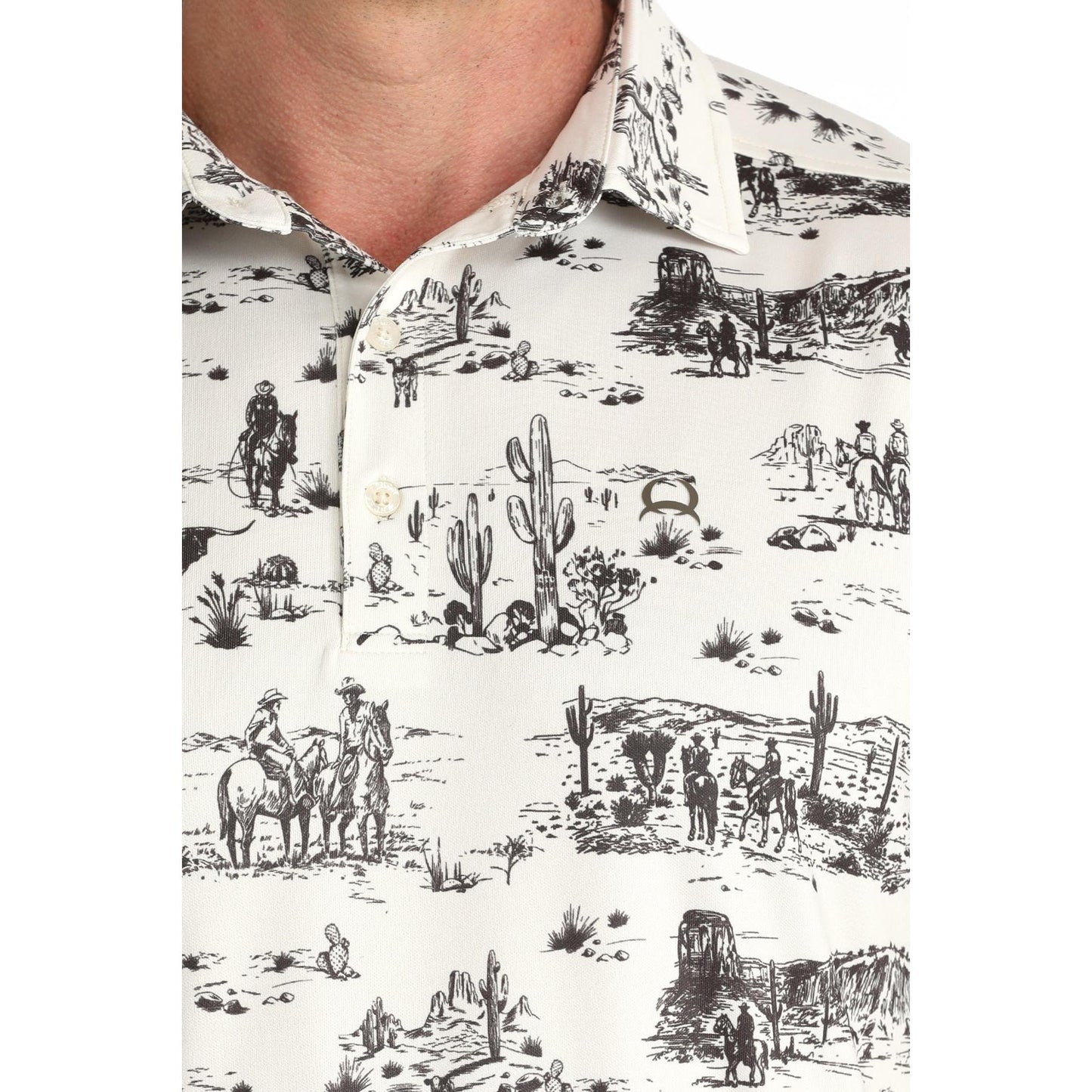 Cinch Men's Arenaflex Western Polo Short Sleeve Shirt - Cream