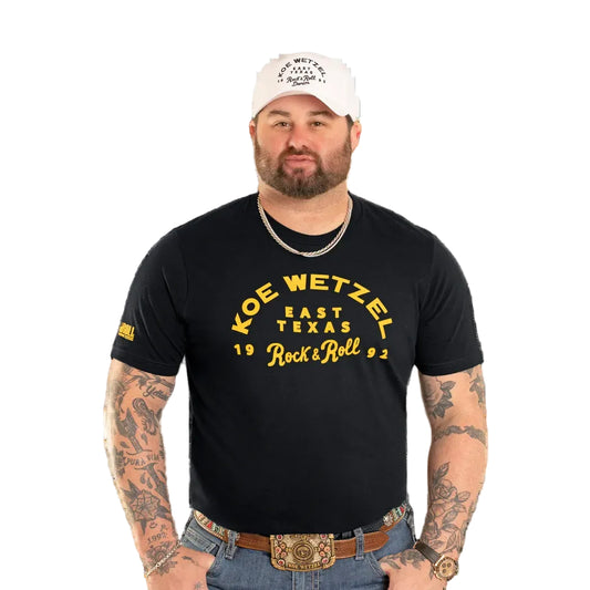 Rock & Roll Men's Koe Wetzel East Texas Rock & Roll Short Sleeve Tee Shirt - Black