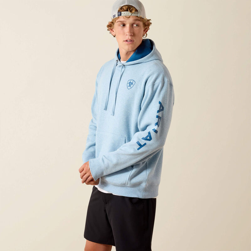 Ariat Men's Logo Long Sleeve Hoodie - Baby Blue Heather