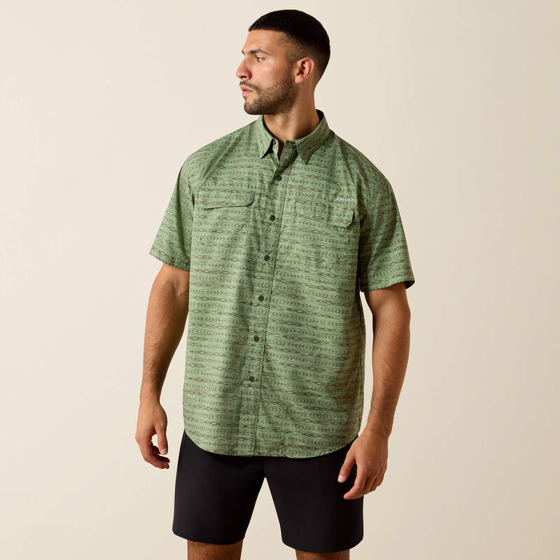 Ariat Men's Printed Venttek Outbound Short Sleeve Shirt  - Green
