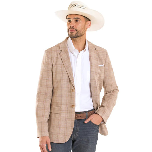 Rock & Roll Men's Graph Plaid Yarn Dye Sport Coat - Tan