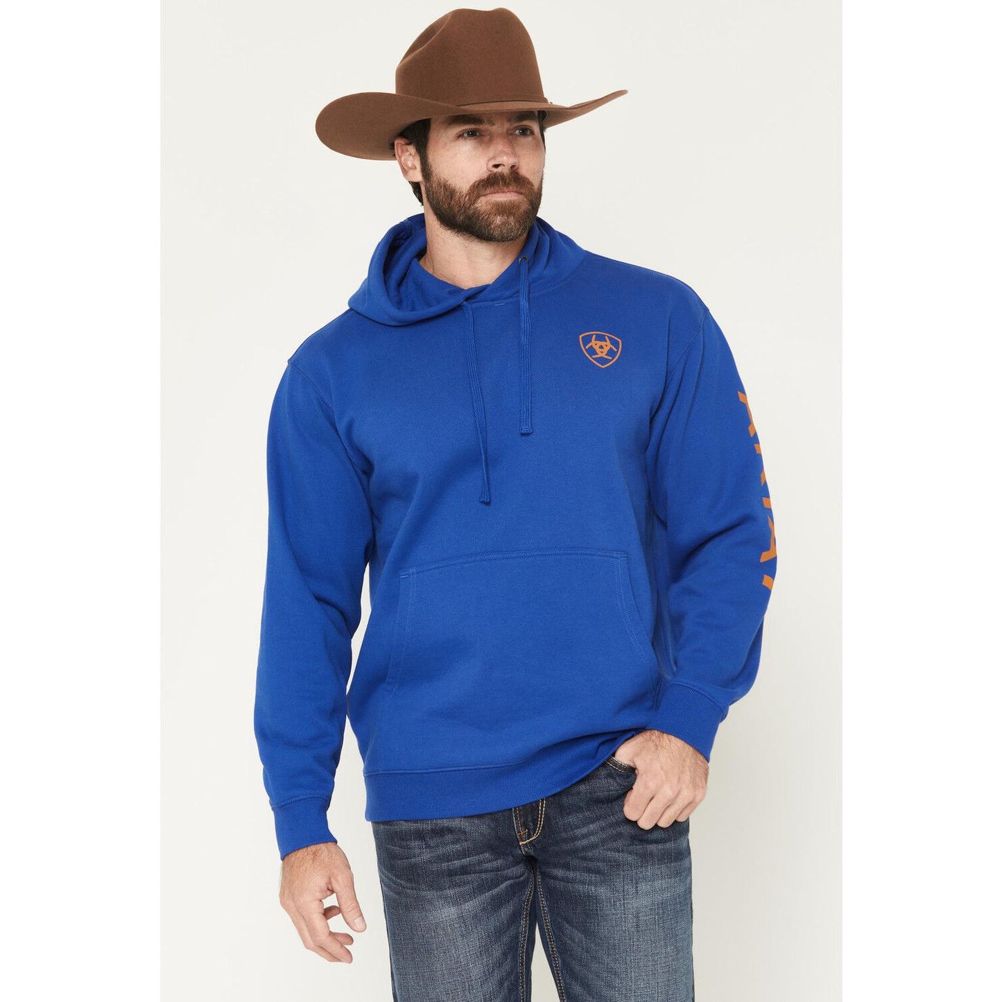 Ariat Men's  Logo Long Sleeve Hoodie Hoodie - Surf The Web Blue