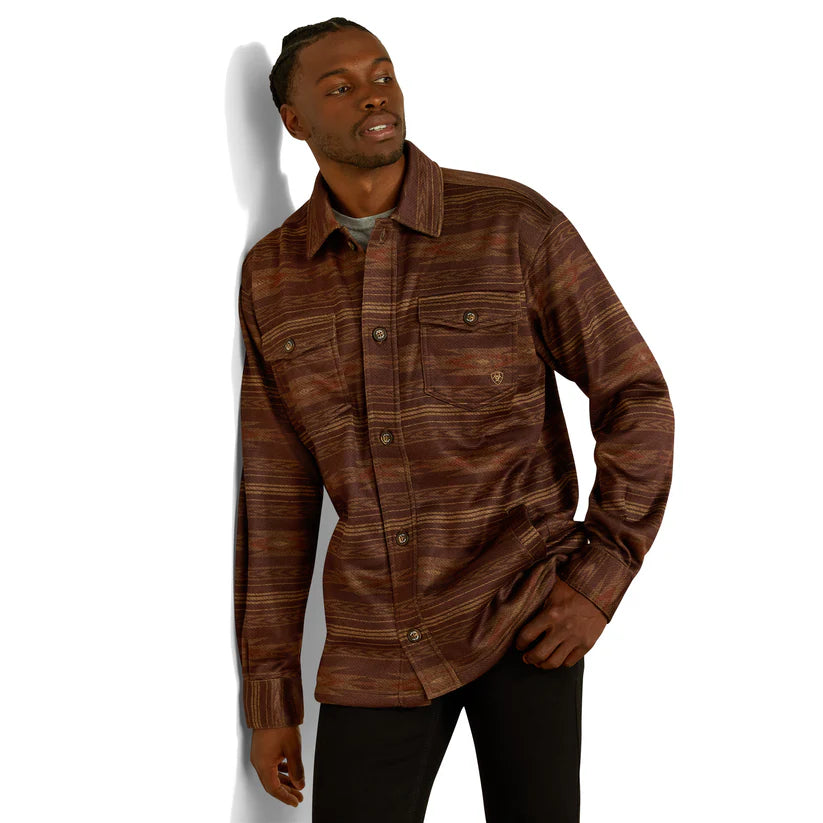 Ariat Men's Caldwell Printed Shirt Jacket - Maroon
