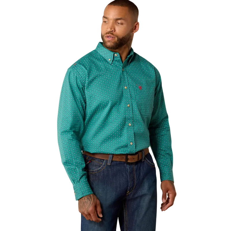 Ariat Men's FR Clemente Retro Fit Long Sleeve Work Shirt - Teal