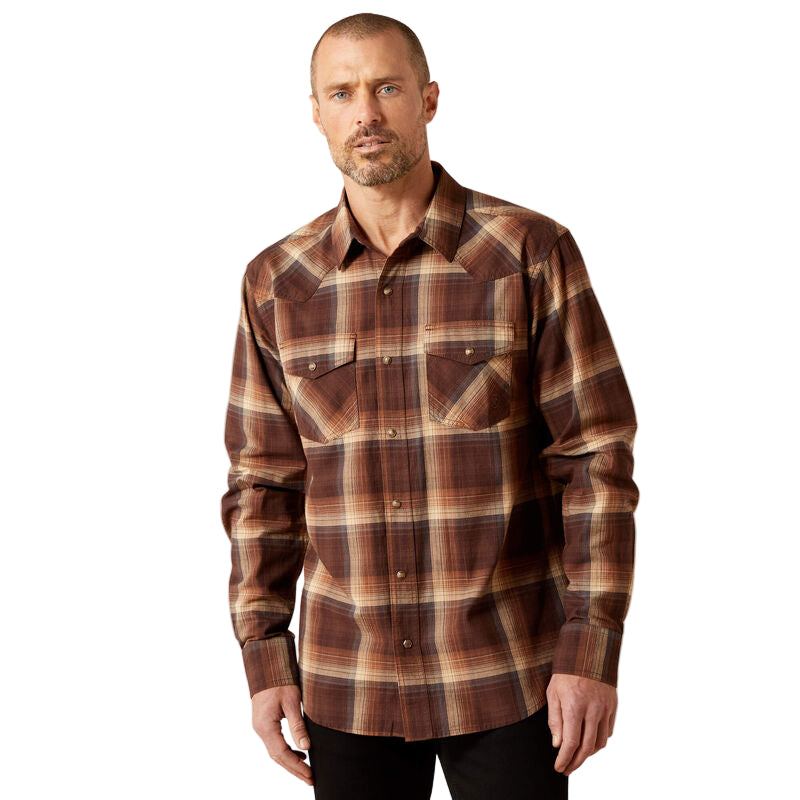 Ariat Men's Hodges Retro Fit Long Sleeve Snap Shirt - Brown