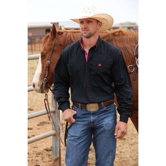 Cinch Men's Long Sleeve Solid Shirt - Black - Irvine Tack & Western Wear